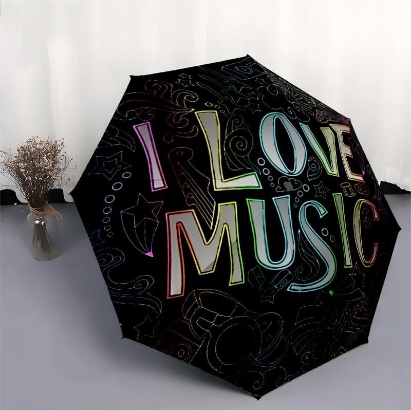 1pc Music Lovers Folding Umbrella | Elegant Design, Fashionable Accessory, Durable Construction, Sturdy Ribs yy251107059
