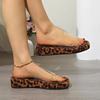 Fashion Leopard Print Flip Slippers Summer New Round Toe Open Toe Transparent Band Platform Non-slip Wear-resistant Pumps
