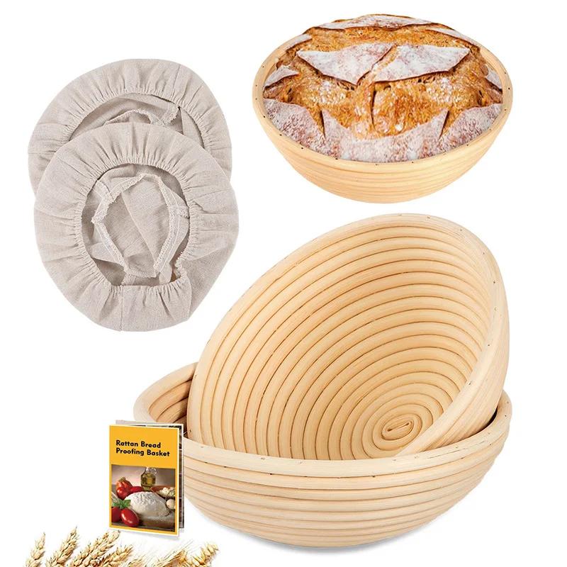 Food-Grade Plastic Bread Proofing Baskets - Handwoven European Style Round & Oval Molds with Lids, Artisan Baking Non-Stick Set