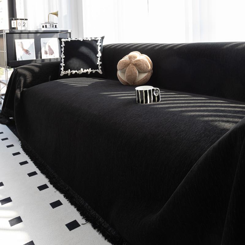 

Чехол для дивана из синели, универсальное диванное полотенце, пыленепроницаемый чехол для диванной подушки, защитный чехол от царапин для кошек, диванное одеяло, ковер 180*230cm чёрный
