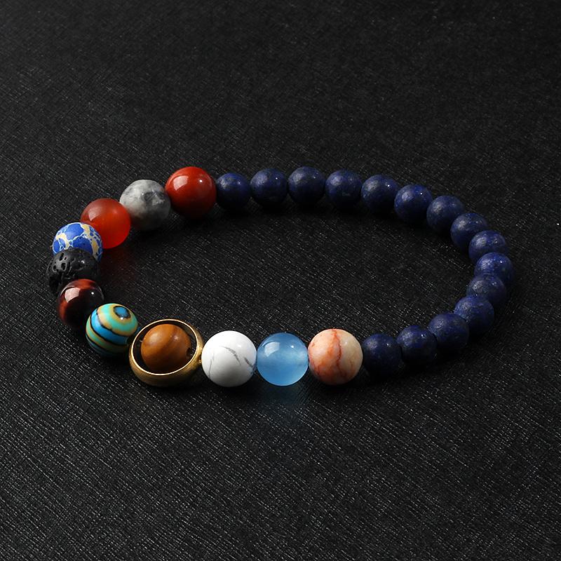 Universe Galaxy Eight Planets Bracelets Solar System Guardian Star Natural Stone Beads Bangles for Women Jewelry Drop Shipping