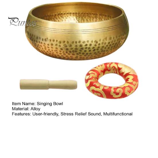 Meditation Singing Bowl Set Alloy Sound Bowl with Wooden Striker Cushion Healing Sound Bowl for Mindfulness Yoga Meditation Self-Regulation