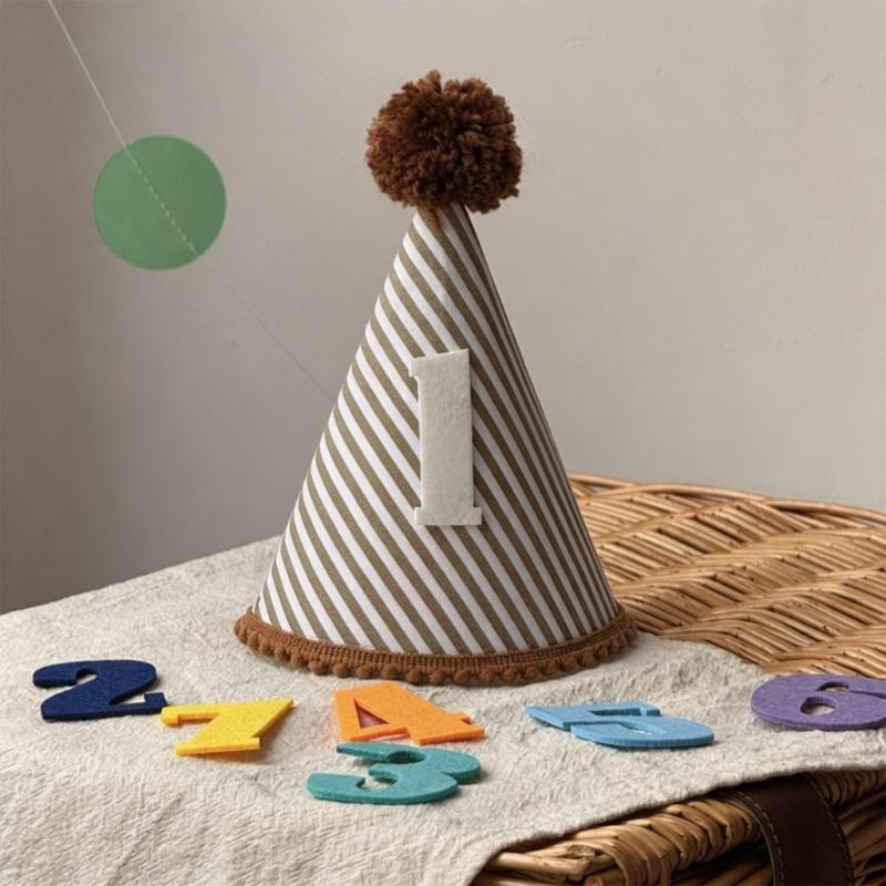 Portable Ventilated Cotton Celebration Hat With Adhesive Number Soft Cloth Party Hat For Whole Ages