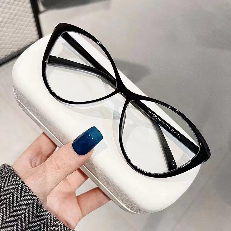 

Retro Cat Eye Myopia Glasses Women S Polygonal Frames Plain Glasses Men S Anti-Blue Light Frame Glasses glasses frame [without lining]