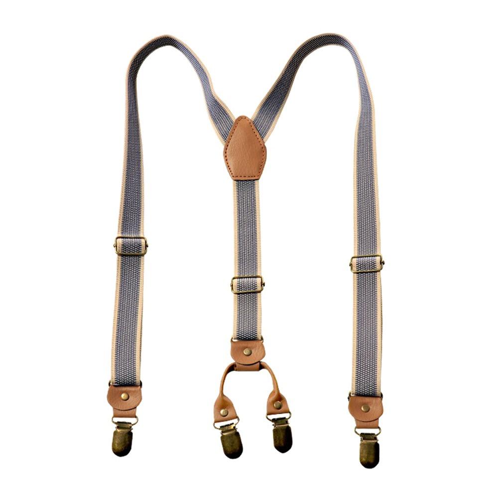 Retro Design British Style Suspenders 4 Clips Stripe Suspenders Y-Type Suspenders  Gift Idea