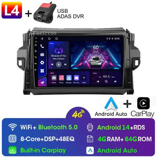 Android 12 For Toyota Fortuner 2 2015 - 2020 2 Din Car Radio Multimedia Video Player Stereo Carplay Auto 4G GPS Head Unit