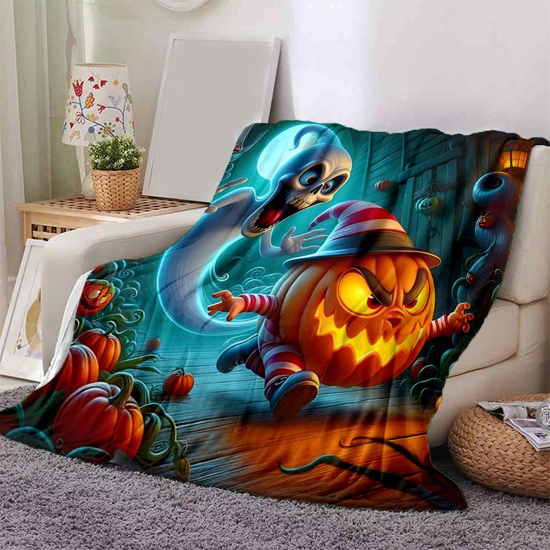 1pc Lively Pumpkins and Ghosts Blanket Soft Warm for Home Decor, Living Room, Travel, Camping, Car Blankets, Beach