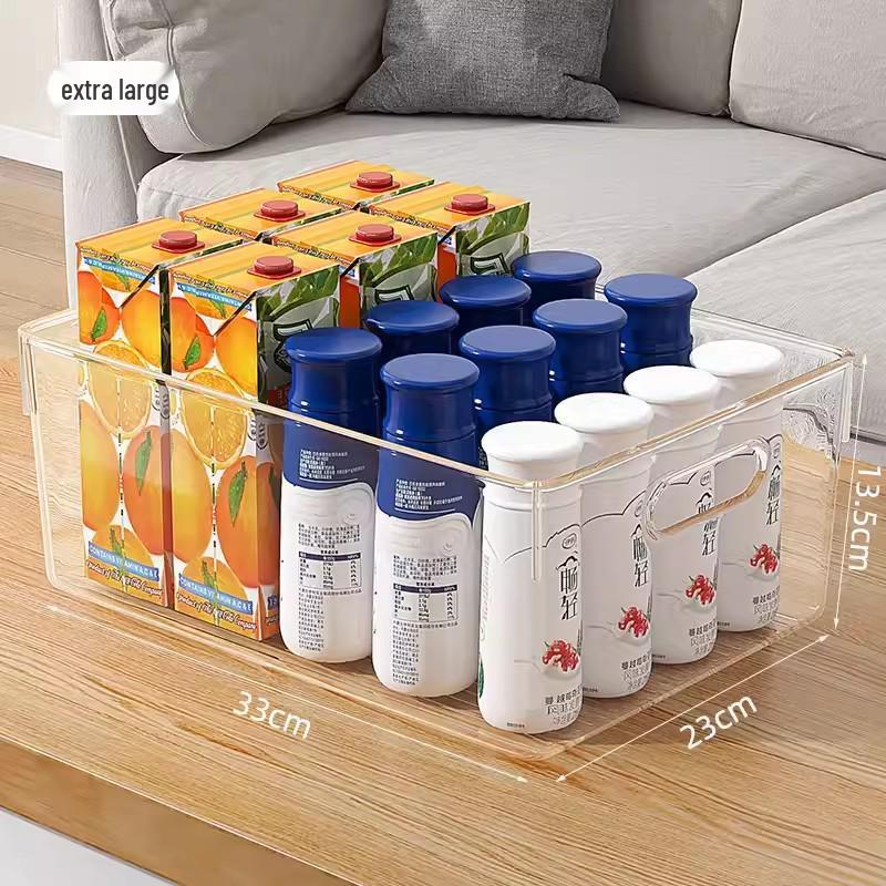 PET Flip-top Refrigerator Storage Box for Fresh Produce and Beverages - Transparent and Compartmented Container