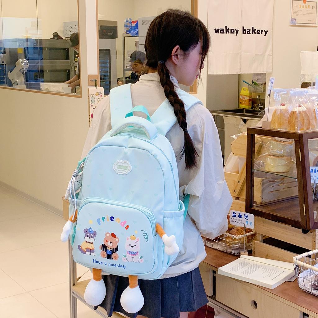Schoolbag College Style Cartoon Doll Backpack Large Capacity Middle and High School Campus Daily Travel Backpack Class Student School Bag