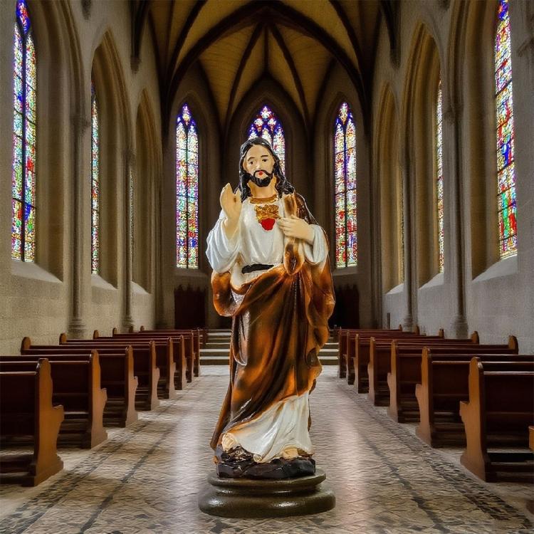 Devotional Priest Sculpture With Delicate Coloring  Statue Sculpture Church Decoration For  Homes