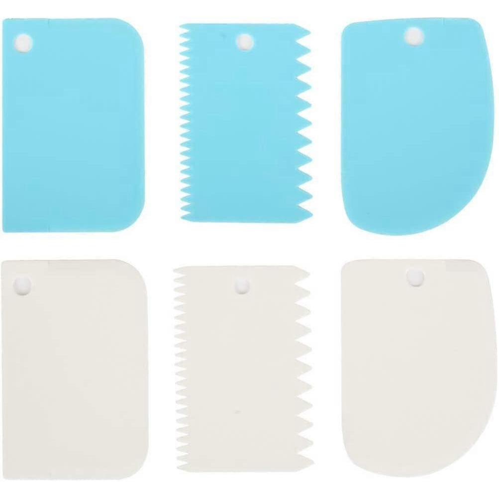 Dough Cutter Scraper - Plastic Cake Scraper Spatula Set Pastry Dough Fondant Cream Cake Edge Side Icing Smoother Cutters And Decorating Comb (6p