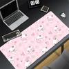 Gaming Mouse Pad Antislip Stitched Edges Pink Cute Cartoon Artwork Print Keyboard Pad for Gamer Home Office Desk Mat