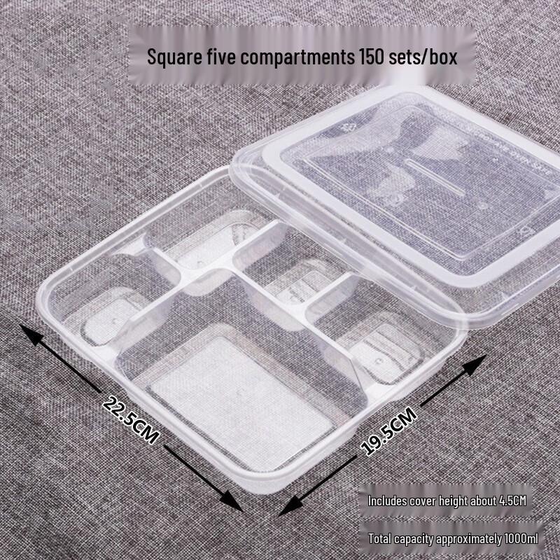 Churong Disposable 5-Compartment Square Takeout Container