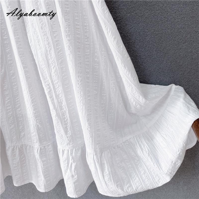 Japonský Mori Girl Jaro Léto Dámská Bílá Volánová Sukně Elastický Pás Žakárová Bavlněná Sukně Elegantní Ženská Dámská Základní Sukně