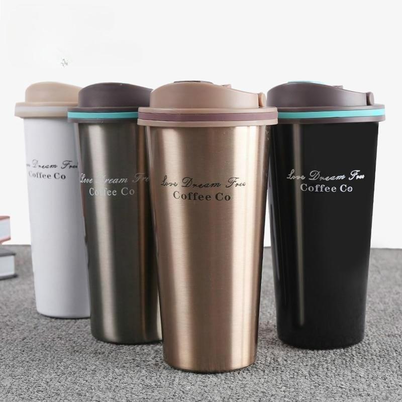 500ML Thermos Mug Coffee Cup with Lid Thermocup Seal Stainless Steel Vacuum Flasks Thermoses Thermo Mug for Car My Water Bottle