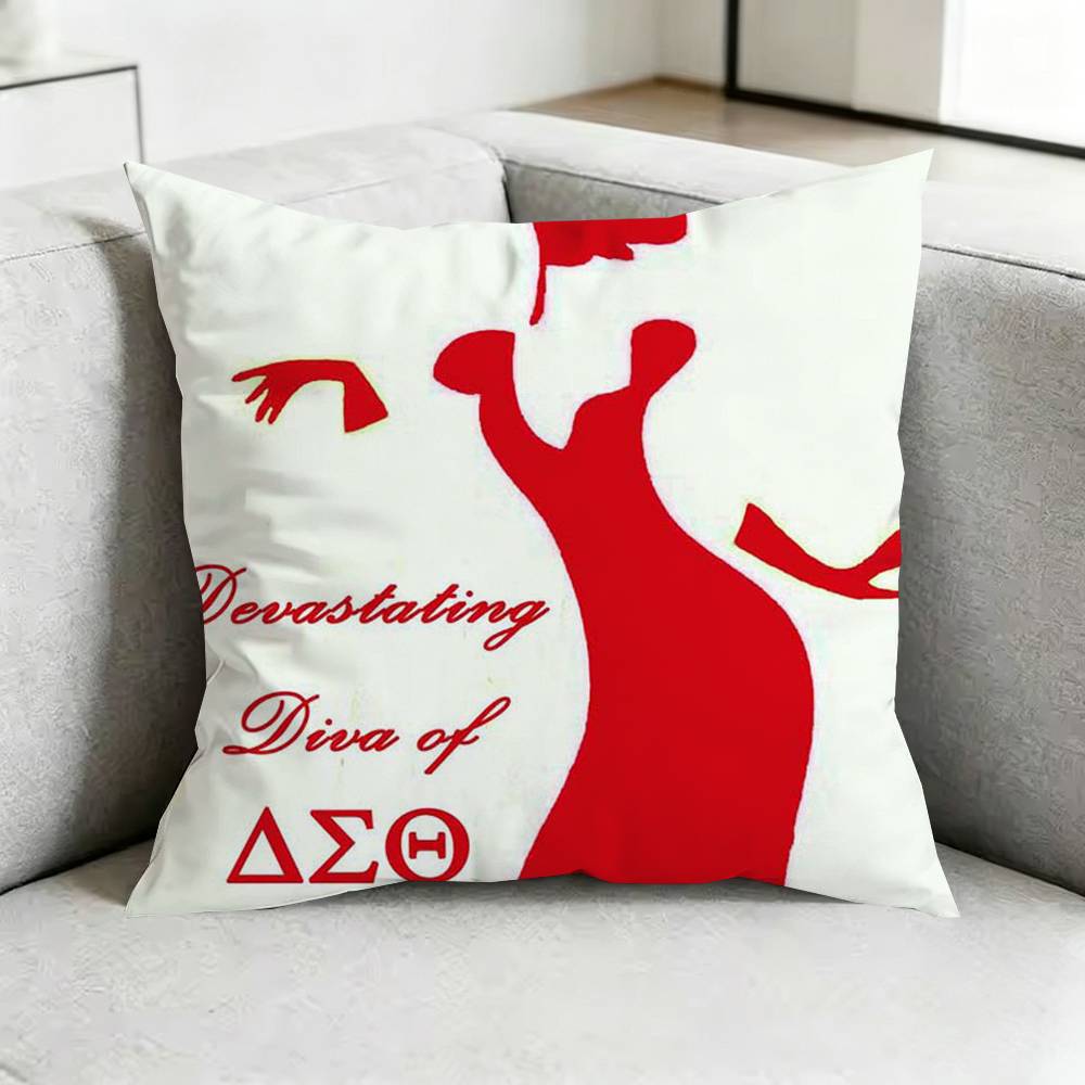 DDelta Sigma TTheta Pillow Case Square DoubleSided Sofa Cushion Cover Bedroom Bedside Pillow Gift