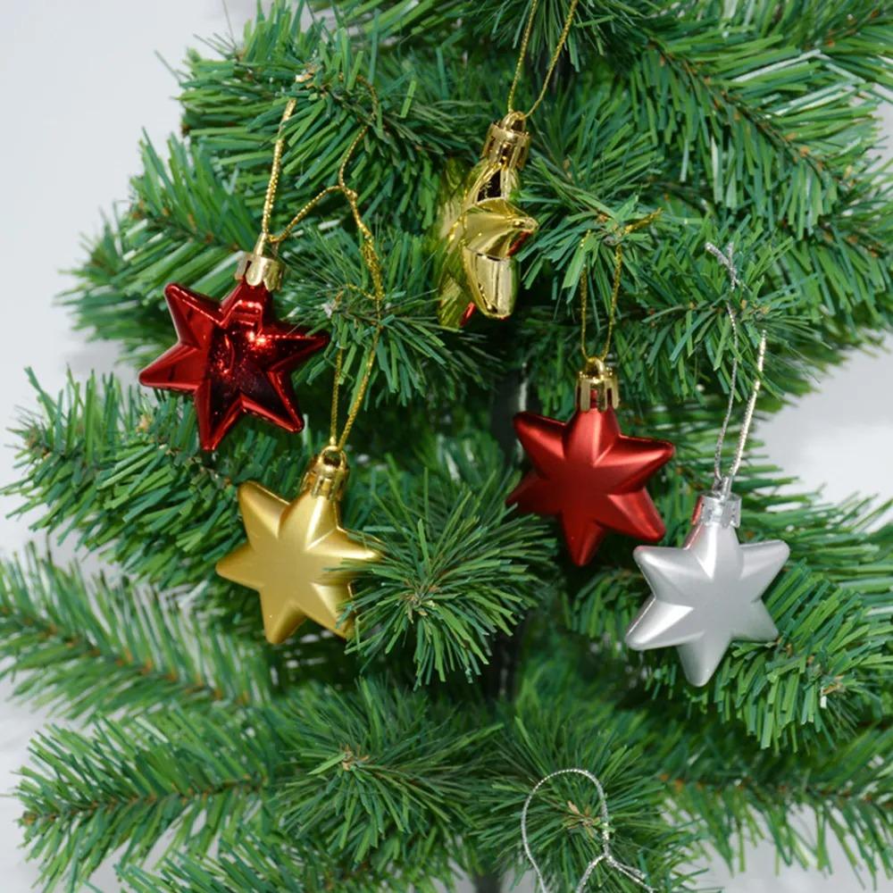 12Pcs Xmas Ball Xmas Tree Hanging Ornament Plastic Six Pointed Star Ball  Party Decor