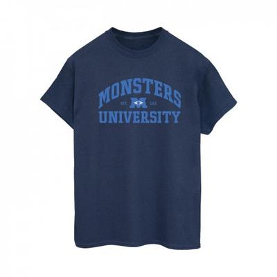 Женская/женская хлопковая футболка бойфренда с логотипом Monsters University