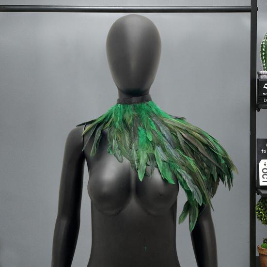 Fake Feather Shrug Shawl Shoulder Wrap Cape Soft Adjustable Retro Gothic Collar Cosplay Party Body Stage Performance Fake Collar Dancer Costume