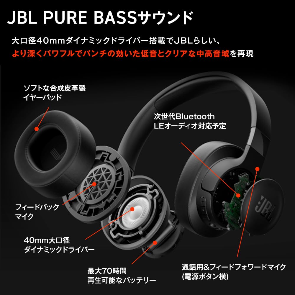 JBL TUNE 770NC Wireless Headphones, Over-Ear, Noise Cancelling, App Compatible, Multi-Point, 40mm Drivers (Black)