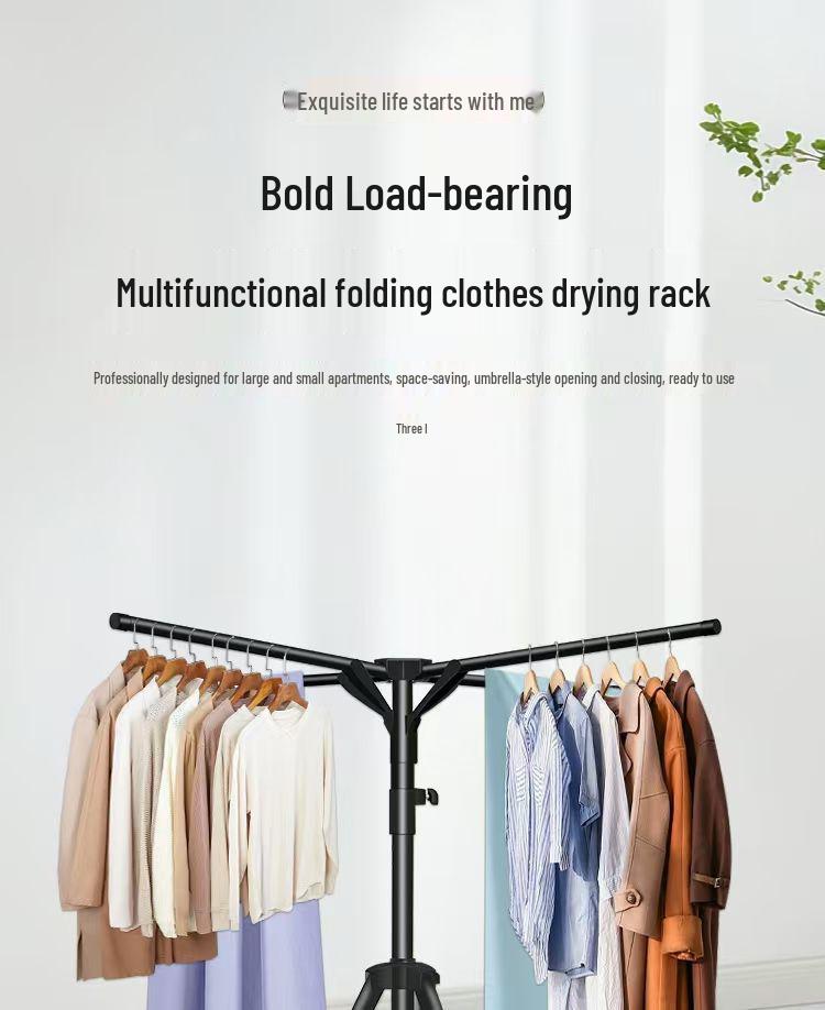 Compact Foldable Clothes Drying Rack - Space-Saving Balcony & Floor Stand for Simple Hanging