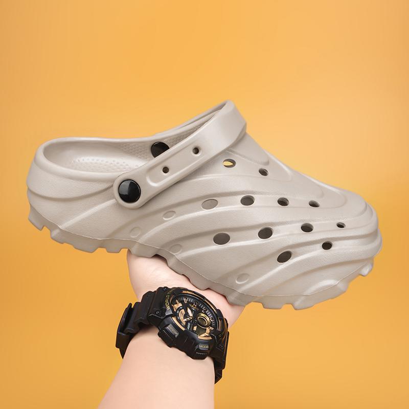Fashion Cross-Border Solid Color Plus Size Hole Men's Sandals EVA Outsole 4.0 Beach Shoes Thick Bottom Increased Height Breathable Cool