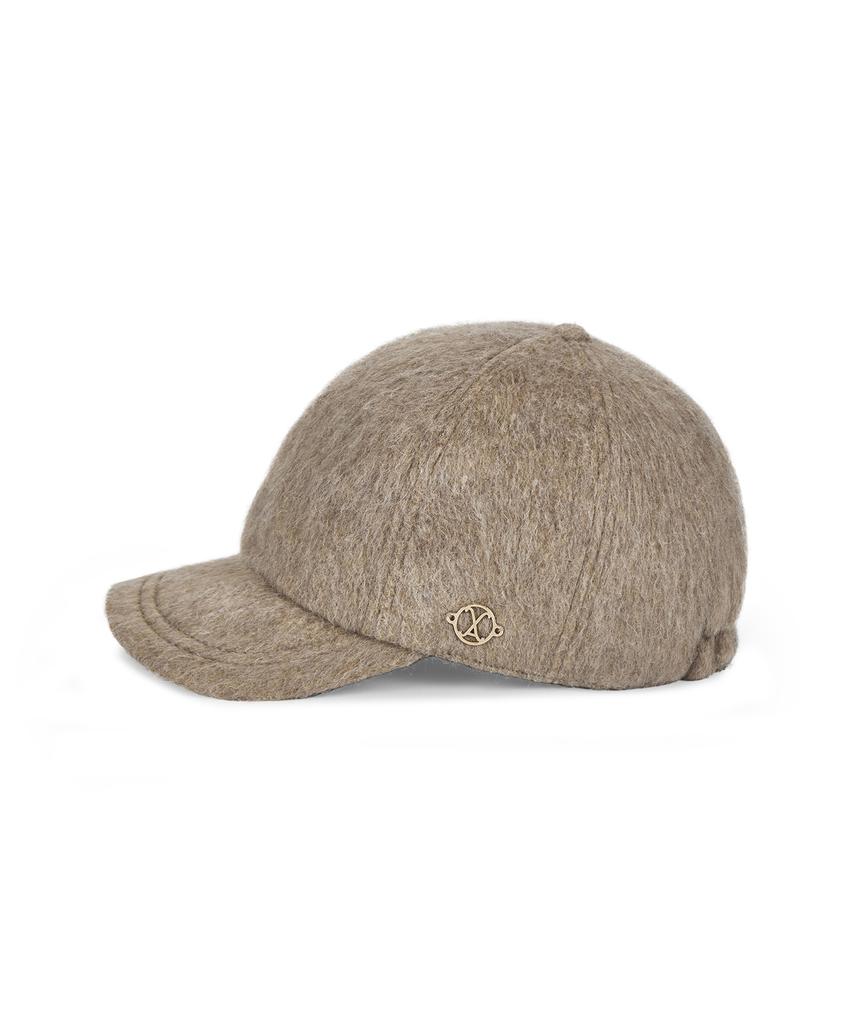 Bajal Va Curved Circle Logo Newsboy Cap Light Mocha