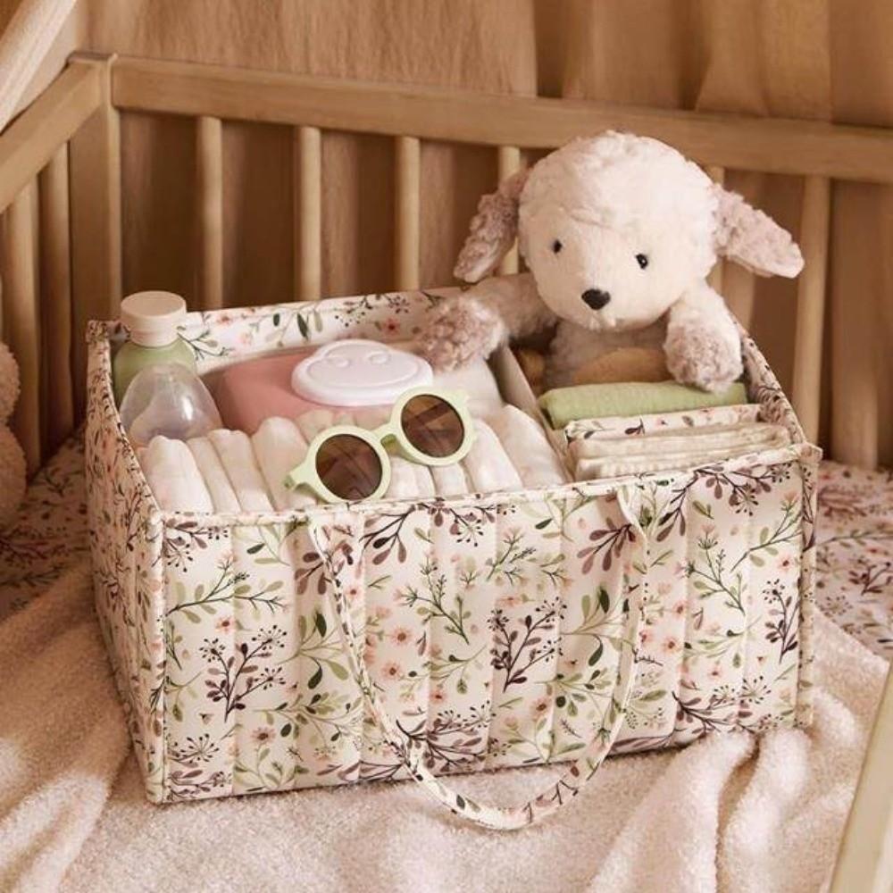 Floral Beige Foldable Mommy Bag Multi-Pocket Diaper Storage Bag  Baby Shower Gift