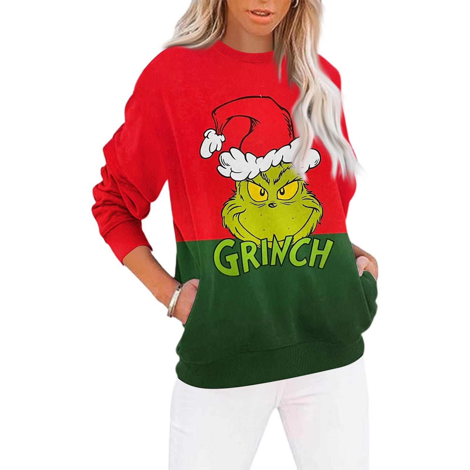 

Рождественские толстовки для женщин свитер милая рубашка осенний пуловер топ L