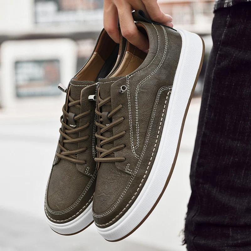 Italian Brand Men's Genuine Leather Shoes Comfortable Soft Sole Insole 6 Centimeters Men's Casual Oxford Shoes Outdoor Sneakers