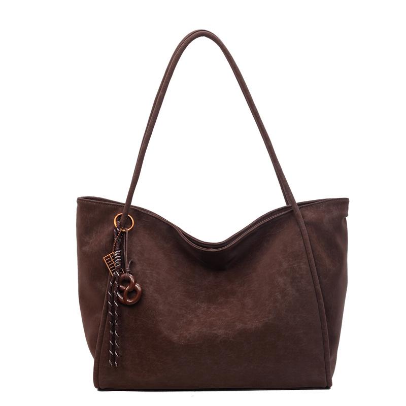 Large-capacity bag women's 2025 new retro simple shoulder bag texture tote bag for class casual commuting