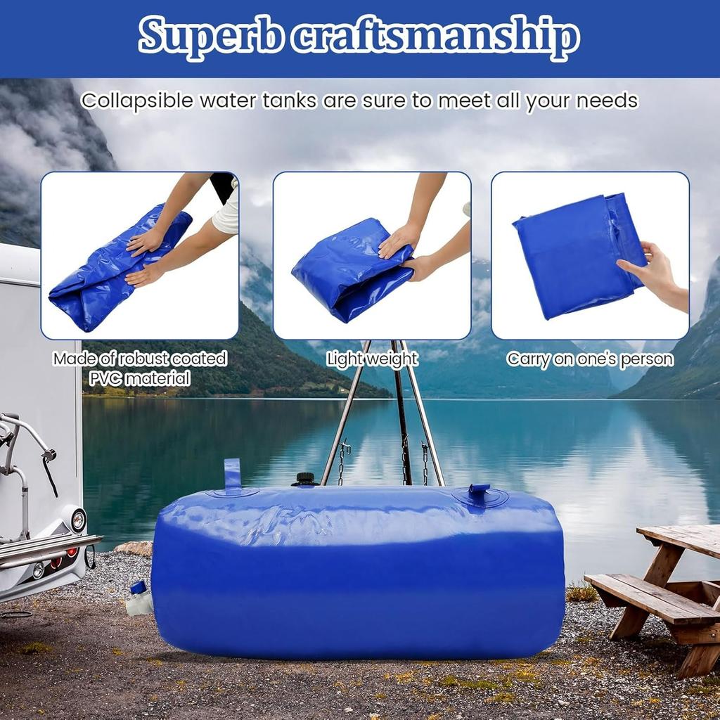 110LWater Container Collector Barrel Foldable Portable Pvc Water Bladder Tank with Inlet and Outlet Large Capacity Emergency Water Storage Tank Bag