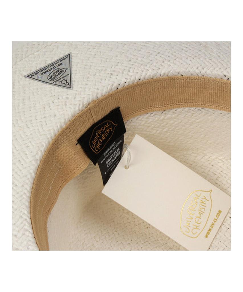 Black Metal White Flat Panama Hat