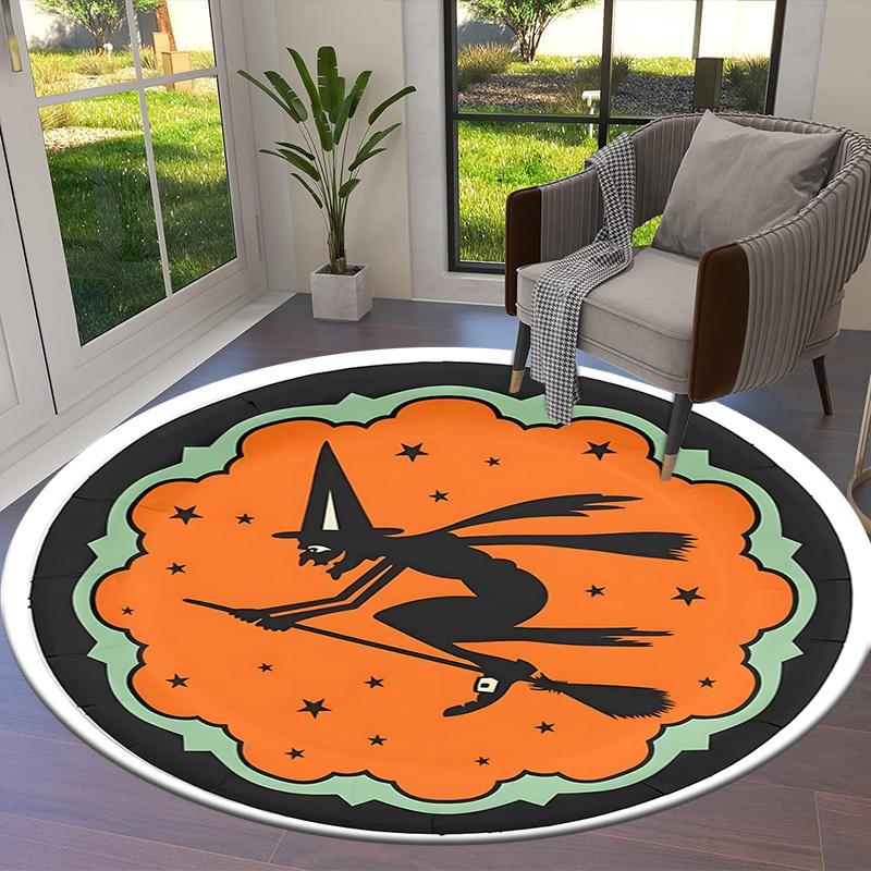 1pc Office Carpet Chair Mats Halloween Witch Broomstick Night Stars Perfect for Decorating Office Chairs, Living Rooms, Or Bedrooms.YDT065