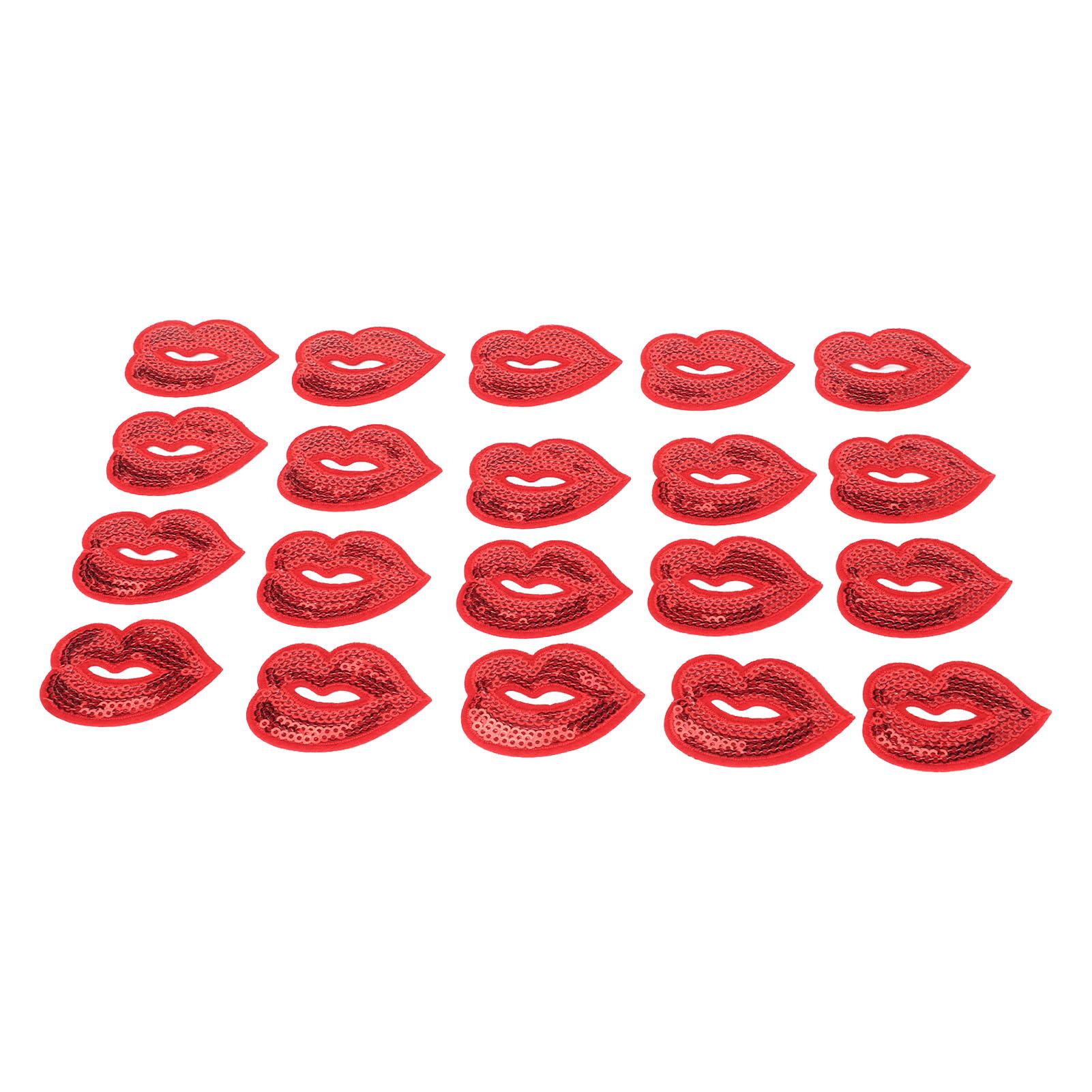 

20pcs Lip Shape Patches Fashionable Exquisite DIY Handcraft Self Adhesive Sew On Patches Iron On