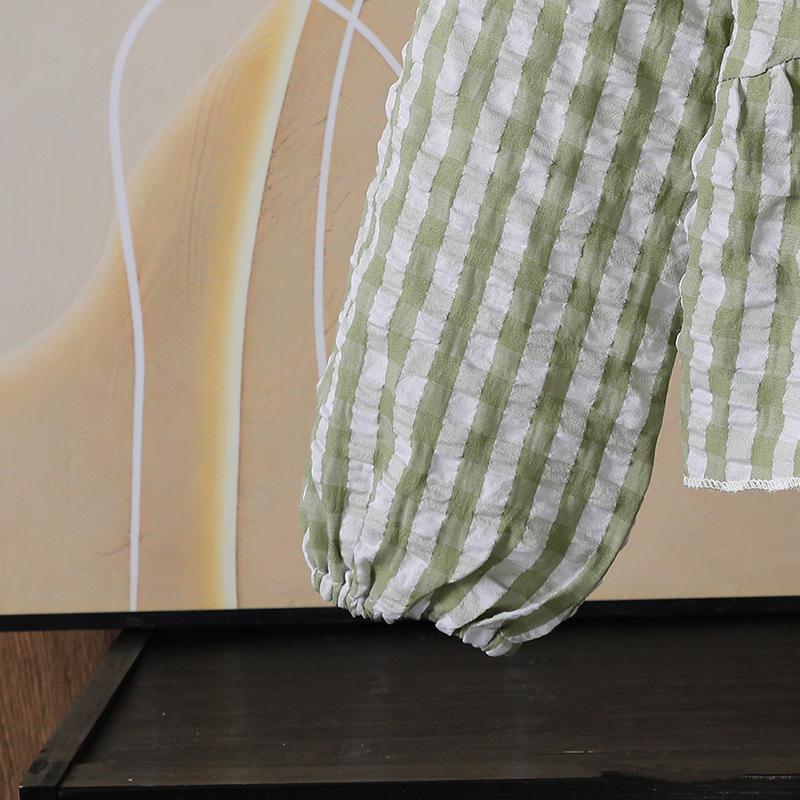 Children Clothes 2025 Autumn Plaid Loose Ruffled Long Sleeve Top And Wide Leg Pants Two-Piece Set For Girls