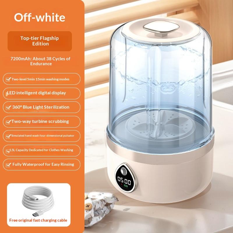 Portable Mini Washing Machine Wireless USB Rechargeable Compact Washer Underwear Washer Laundry Bucket Travel Camping Dormitory