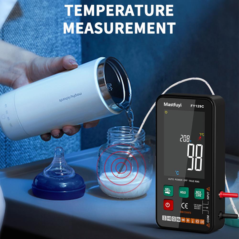 Farbdisplay Digitales Multimeter FY128C/129C 5999 T-RMS Professioneller Elektriker-Tester DC AC Spannung Kapazität Multimeter