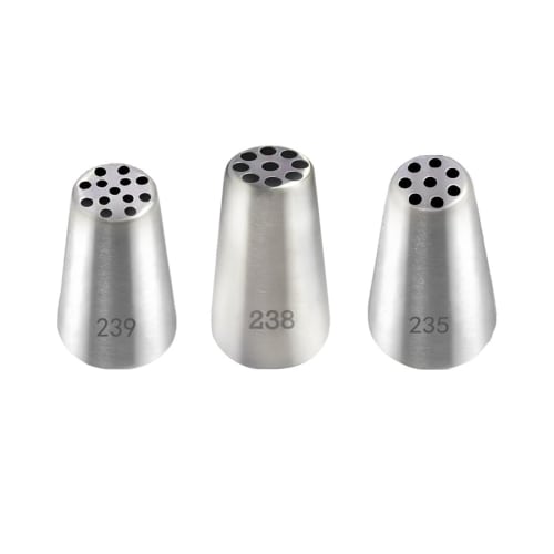 Set of 3 Stainless Steel Round and Flower-Shaped Piping Tips for Mont Blanc Pastry Piping, Cake Making Tools, DIY Cake Decorating Tools, Cream Puff Pa
