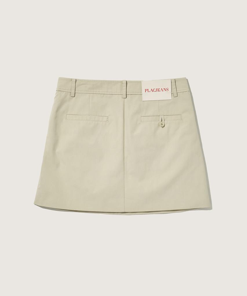 Plack Woman Cotton Tuck Mini Skirt Beige