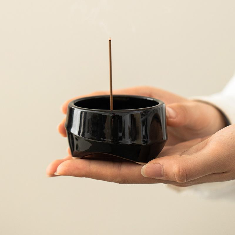 Porcelain incense burner, ceramic offering Buddha creative aromatherapy burner, indoor offering sandalwood pan incense insert burner, binaural burner