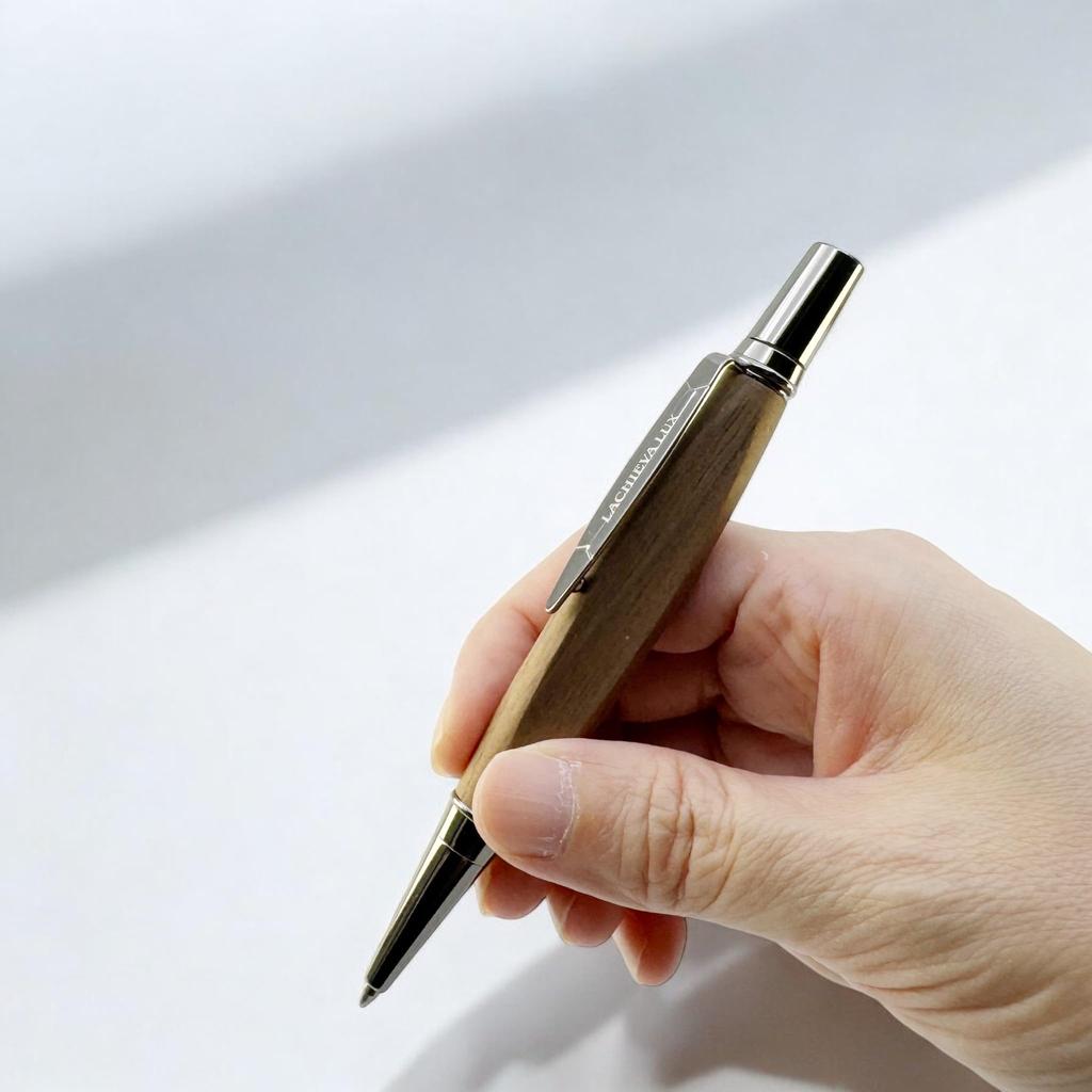 LACHIEVA LUX Luxury Walnut Wood Ballpoint Pen Mechanical Pencil Set Triangular Grip Unisex Gift & – Design,