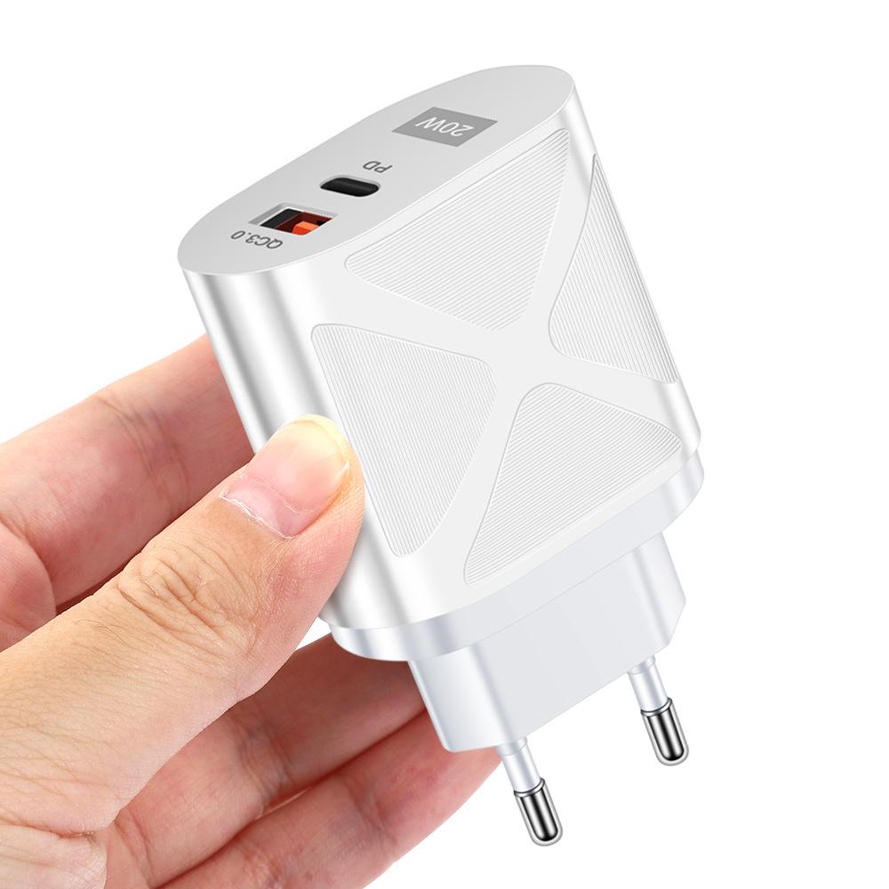 LED Light-up Dual Port Fast Charger 20W PD + 4A QC3.0 (US/EU/UK)