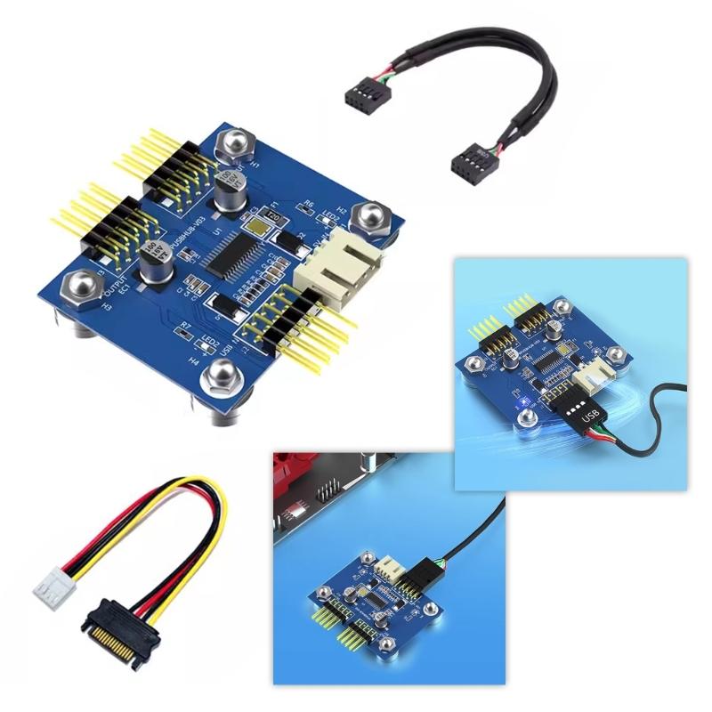 Internal USB 2.0 9 Pin Splitter Cable Double Independent Port Compatibles Motherboards Upgrades