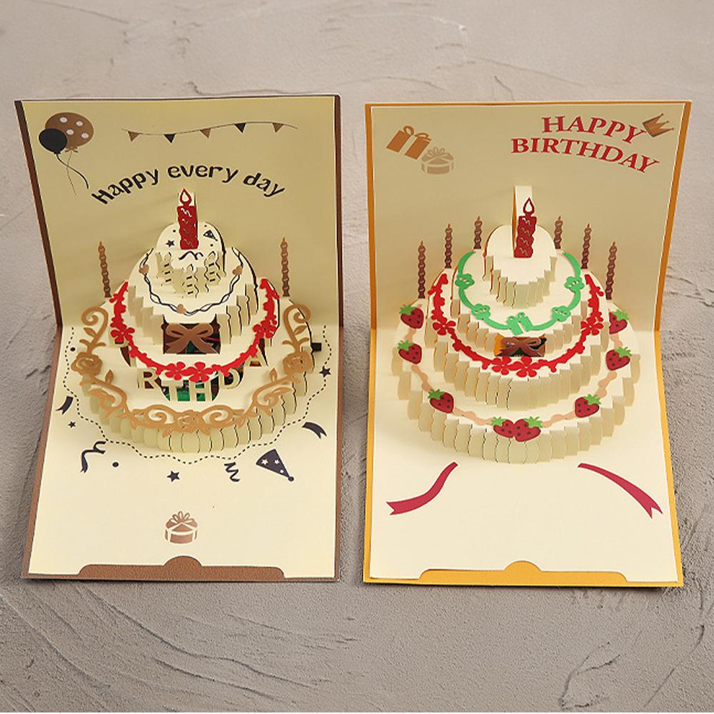 3D Pop Up Birthday Greeting Cards, Auto Play Music Warm LED Light Birthday Cake Card, Gifts For Mom Wife Sister Boy Girl Friends