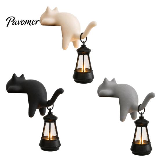 Retro Style Table Lamp Cat Shape Shelf Hook with LED Lantern, Vintage Decorative Light for Lovers Hanging Ornament, Soft Glow Night Bookshelves