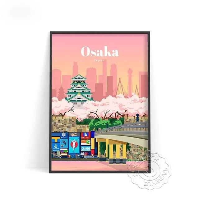 World City Travel Poster, Japan Tokyo Osaka Poster, Spain Madrid Watercolor Print, Florence Milan Santiago Chicago Wall Decor No Frame
