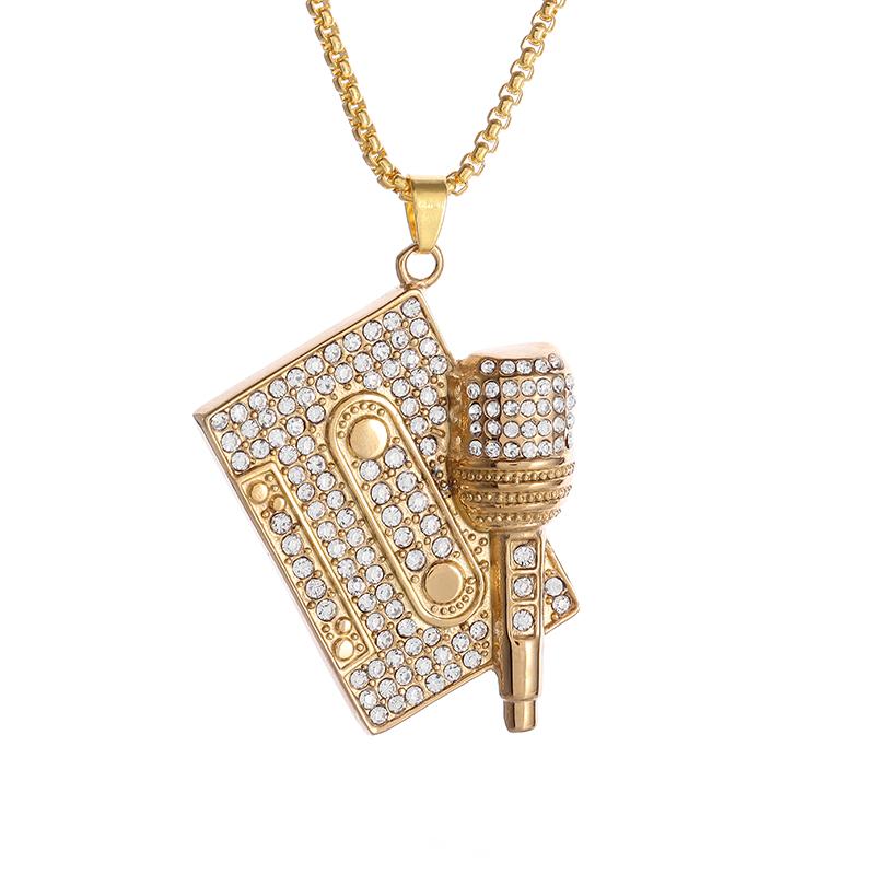 Hip Hop Zircon Dollar Sign Pendant Necklace Men Women Punk Fashion Rock Rap Jewelry Gift