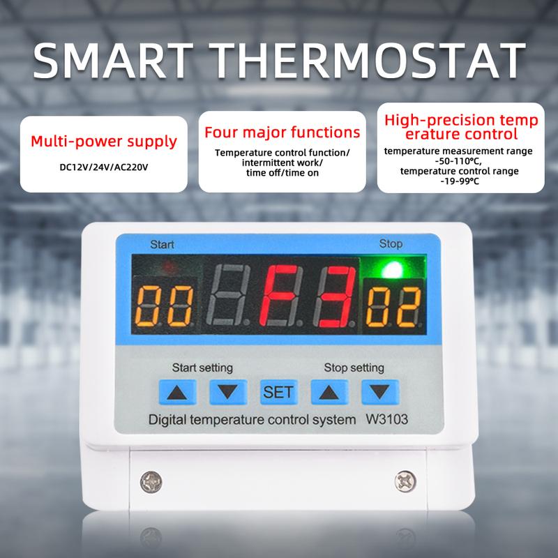AC 220V DC 12V 24V Cyfrowy Termostat 30A Kontroler Temperatury Przełącznik Kontroli Temperatury Wiszący na Ścianie Maks. 6600W W3103