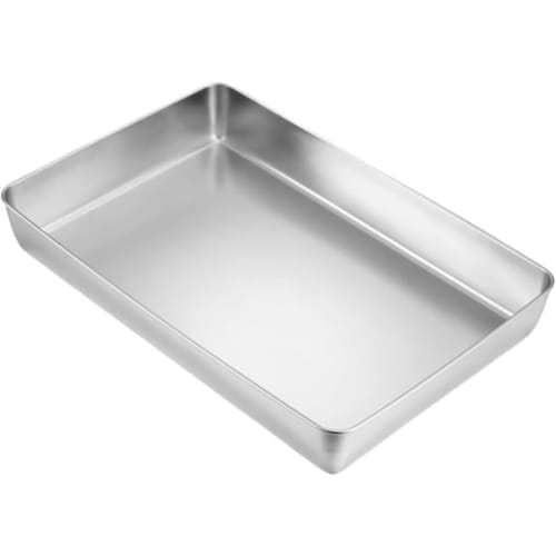 

FiveLn Stainless Steel Square Tempura Tray with Lid, Large, Rectangular, for Home Cooking, Commercial Use, Tempura, and Kitchen Cooking (28*22*5.2 cm,